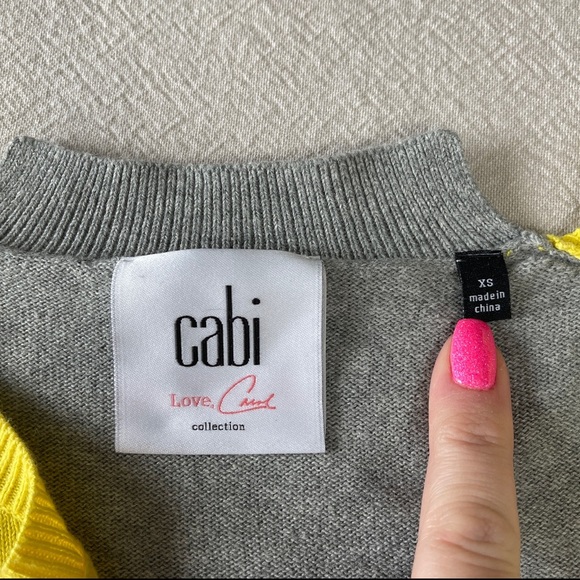 CAbi Yellow & Gray Belle Layered Sweater Cardigan XS - Picture 9 of 10